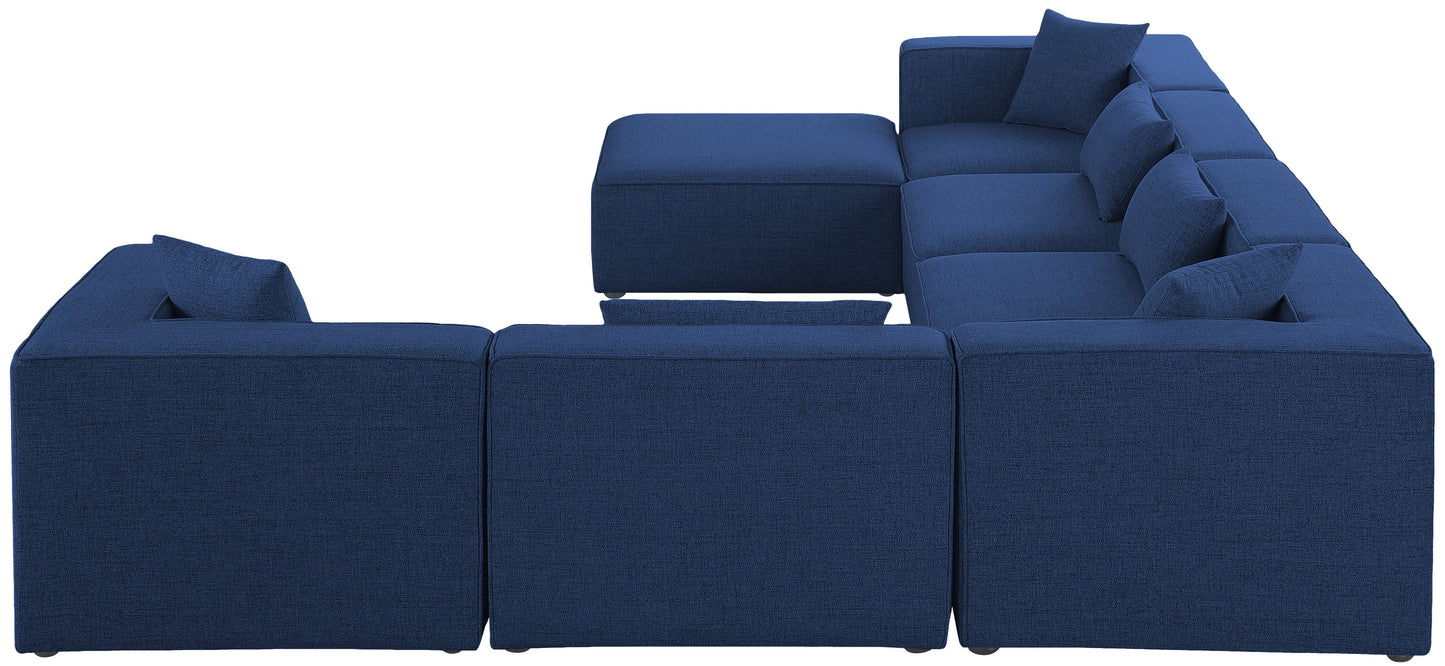 crescent navy durable linen textured modular sectional sec7a