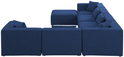 Crescent Navy Durable Linen Textured Modular Sectional Sec7A