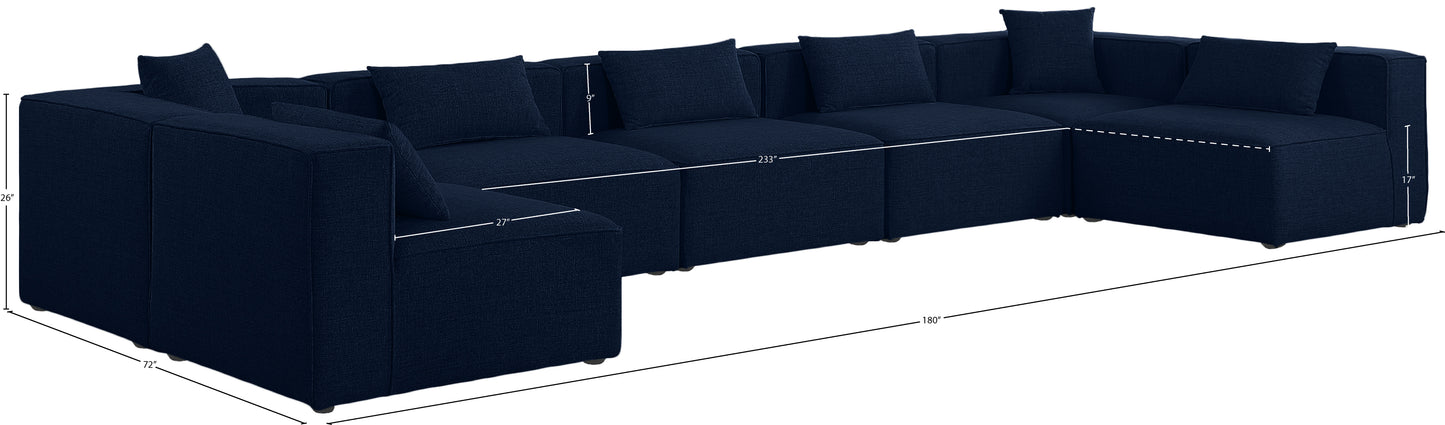 crescent navy durable linen textured modular sectional sec7b