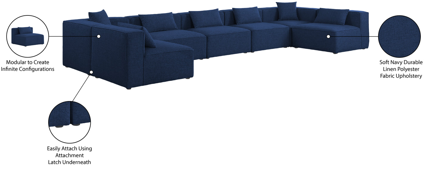 crescent navy durable linen textured modular sectional sec7b