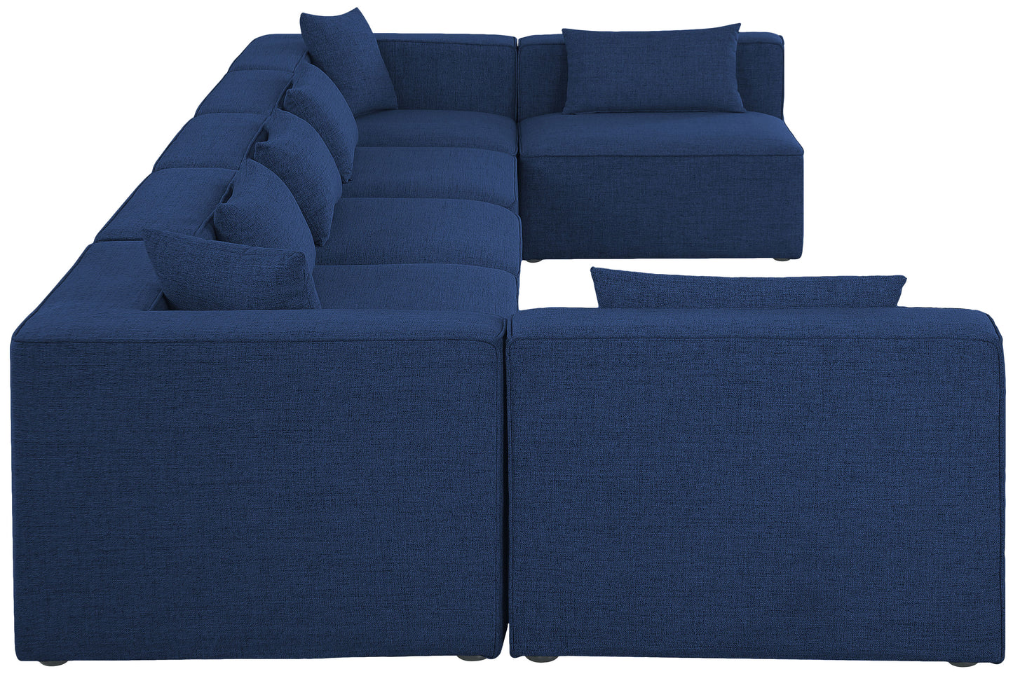 crescent navy durable linen textured modular sectional sec7b