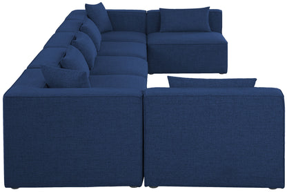 Crescent Navy Durable Linen Textured Modular Sectional Sec7B