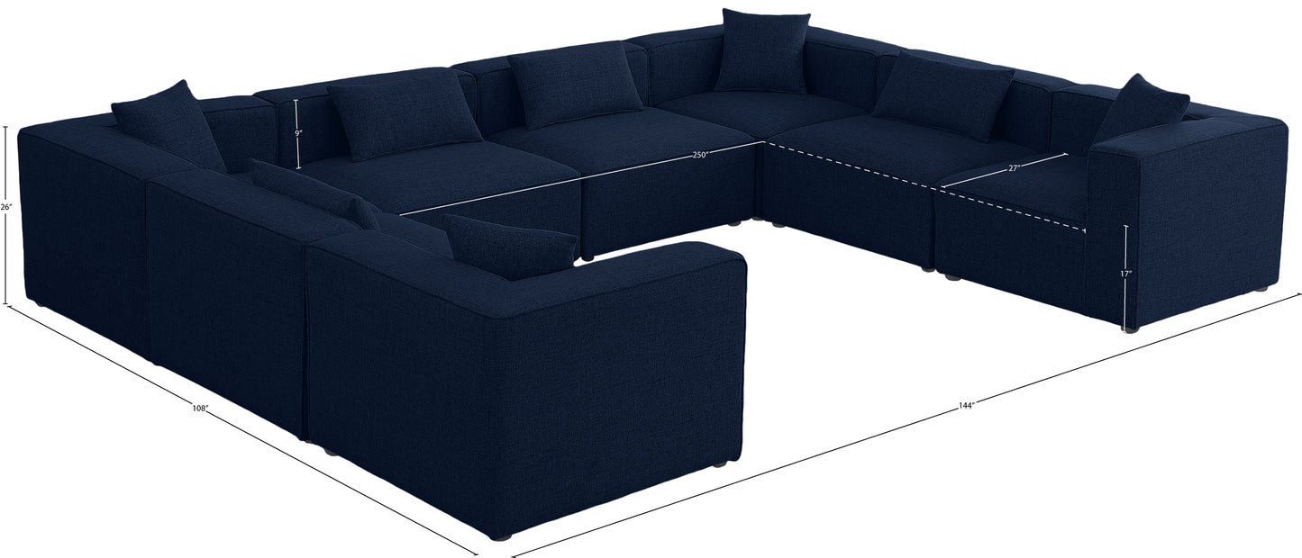 crescent navy durable linen textured modular sectional sec8a