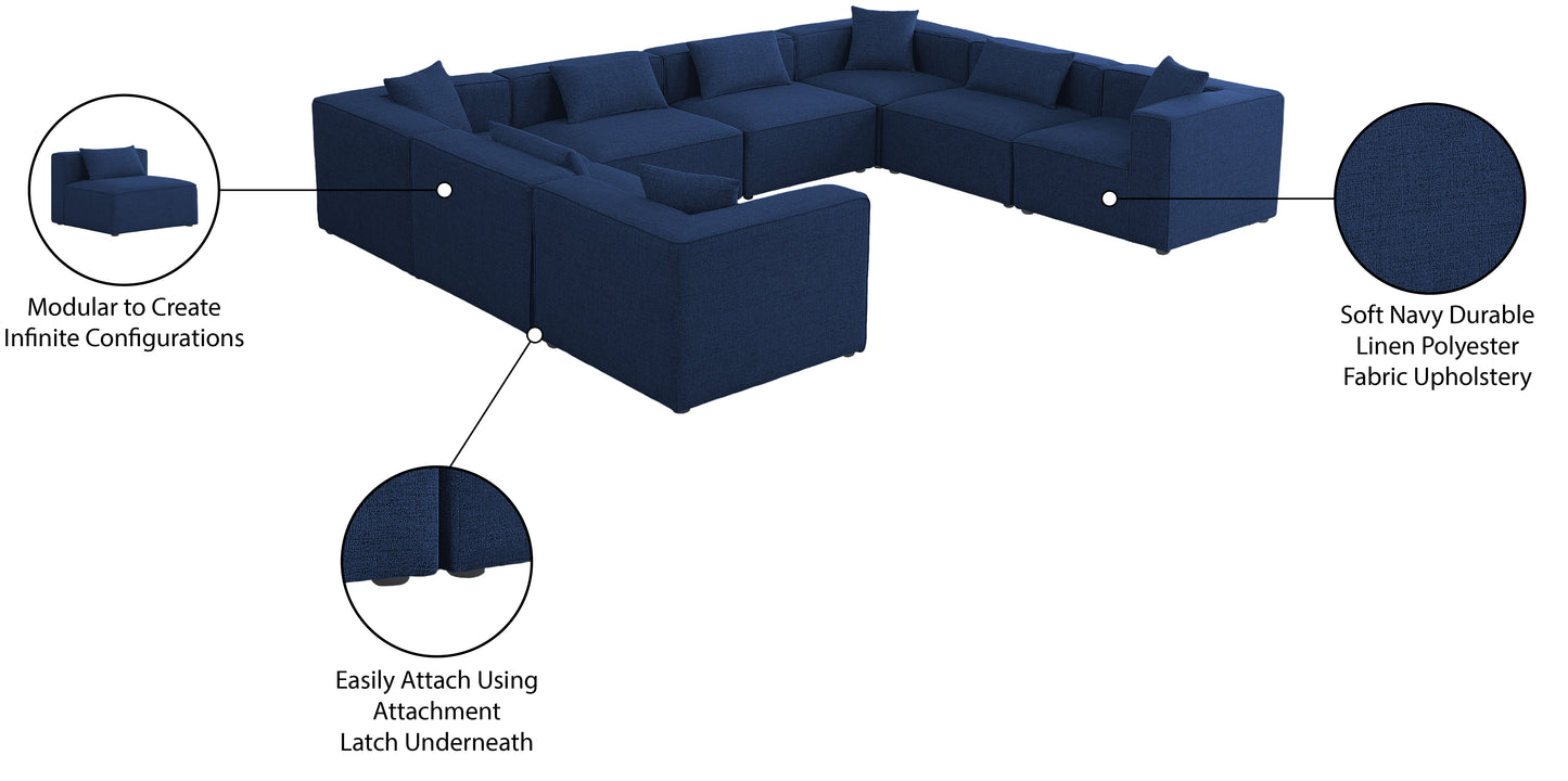 crescent navy durable linen textured modular sectional sec8a