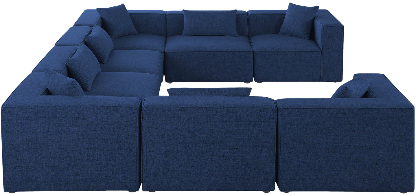 crescent navy durable linen textured modular sectional sec8a