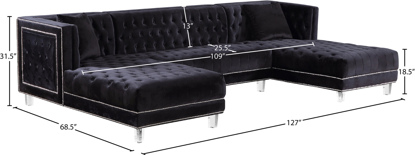 como black velvet 3pc. sectional sectional