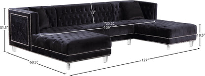 Como Black Velvet 3pc. Sectional Sectional