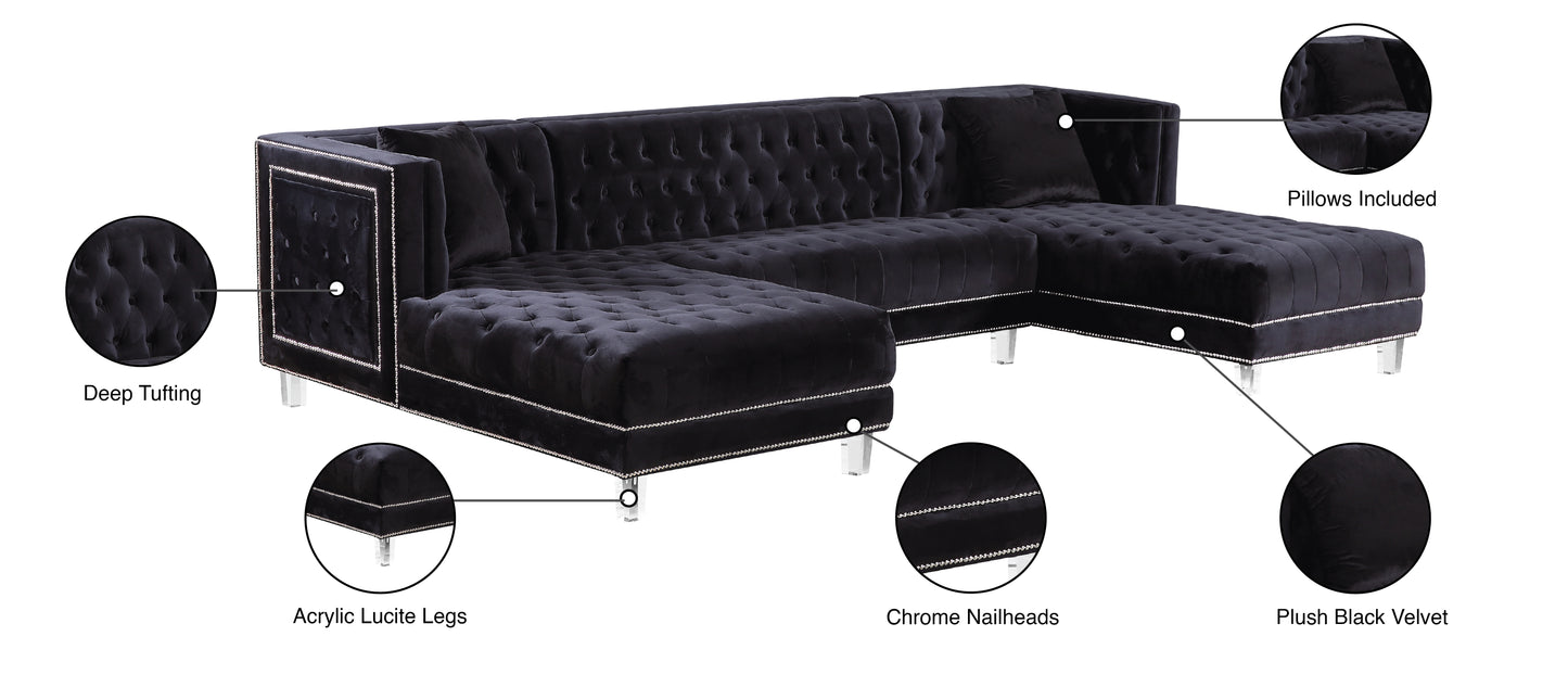 como black velvet 3pc. sectional sectional