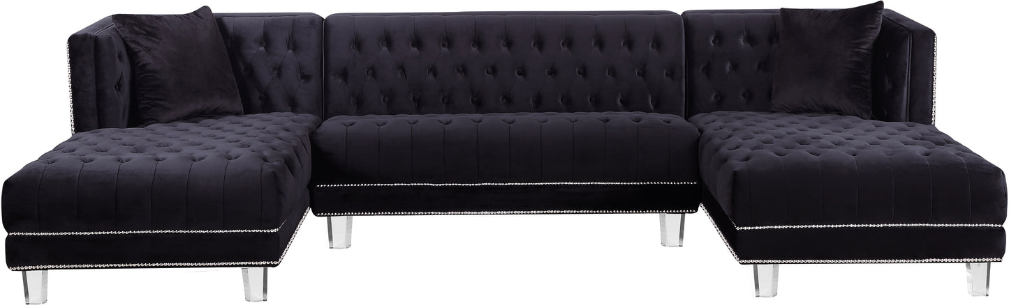 como black velvet 3pc. sectional sectional