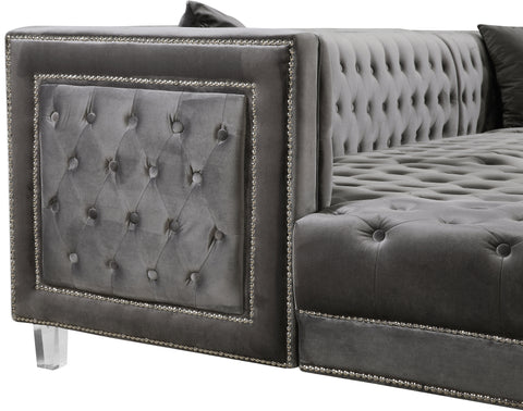 Laurel 127" Grey Velvet Upholstered Sectional, 3-Piece