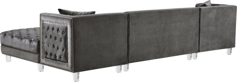 Laurel 127" Grey Velvet Upholstered Sectional, 3-Piece