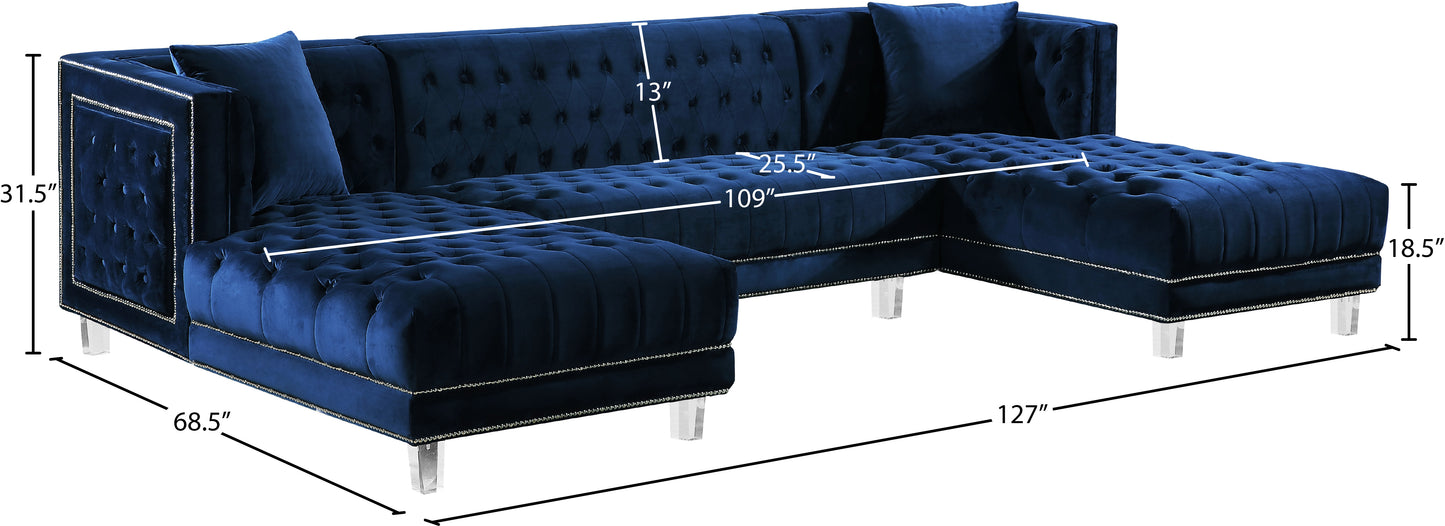 como navy velvet 3pc. sectional sectional