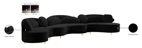 Carlyle Black Velvet 3pc. Sectional (3 Boxes) Sectional