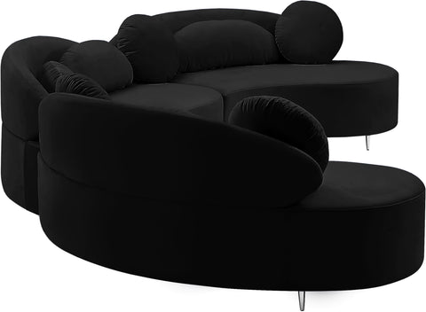 Carlyle Black Velvet 3pc. Sectional (3 Boxes) Sectional