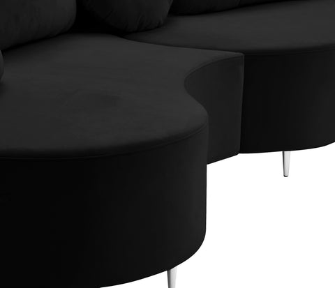 Carlyle Black Velvet 3pc. Sectional (3 Boxes) Sectional