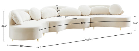 Carlyle Cream Velvet 3pc. Sectional (3 Boxes) Sectional