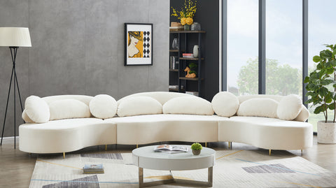 Carlyle Cream Velvet 3pc. Sectional (3 Boxes) Sectional