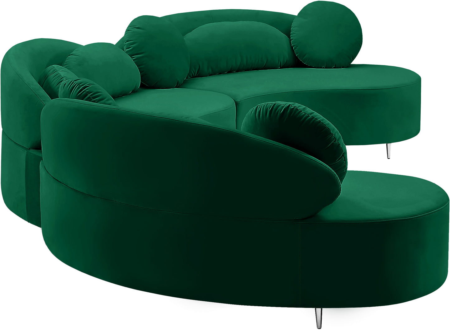 carlyle green velvet 3pc. sectional (3 boxes) sectional