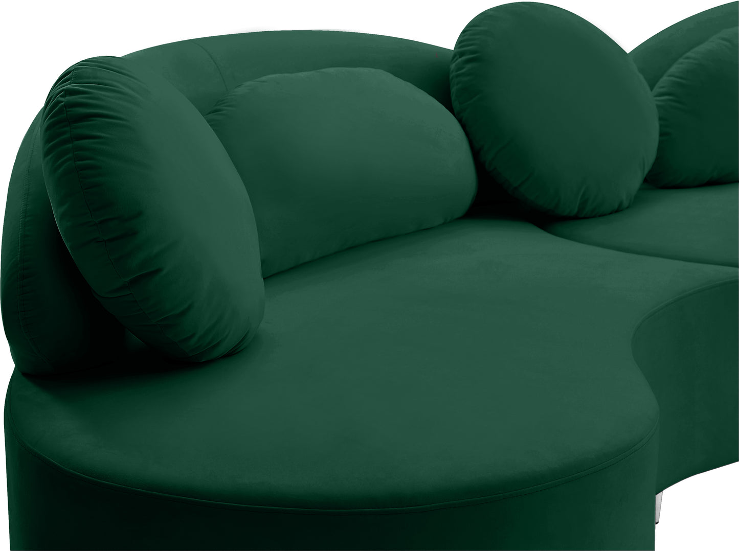 carlyle green velvet 3pc. sectional (3 boxes) sectional