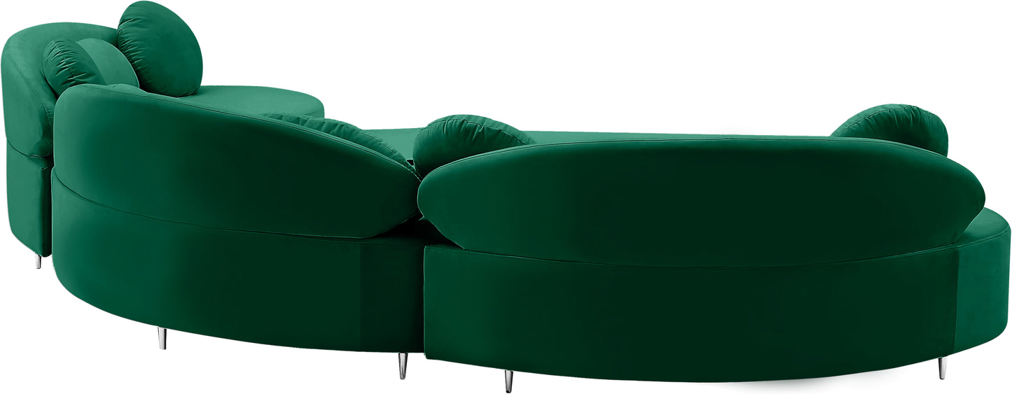 carlyle green velvet 3pc. sectional (3 boxes) sectional