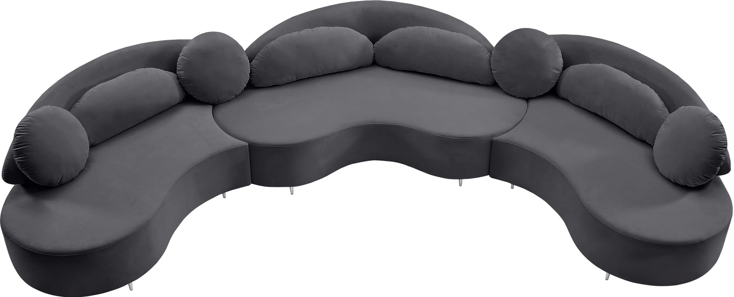 carlyle grey velvet 3pc. sectional (3 boxes) sectional