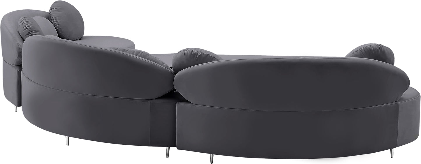 carlyle grey velvet 3pc. sectional (3 boxes) sectional