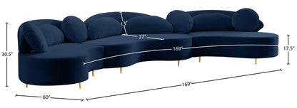 Carlyle Navy Velvet 3pc. Sectional (3 Boxes) Sectional