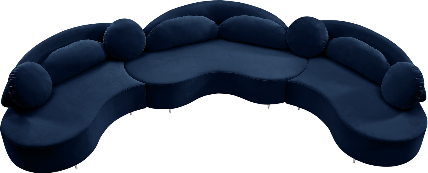 carlyle navy velvet 3pc. sectional (3 boxes) sectional