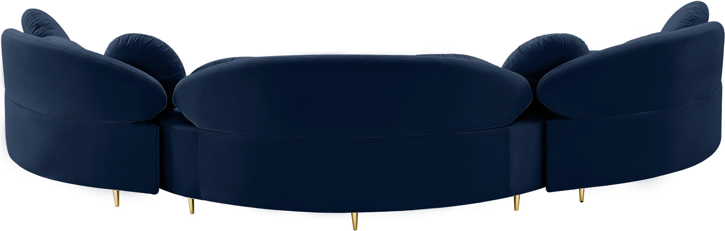 carlyle navy velvet 3pc. sectional (3 boxes) sectional