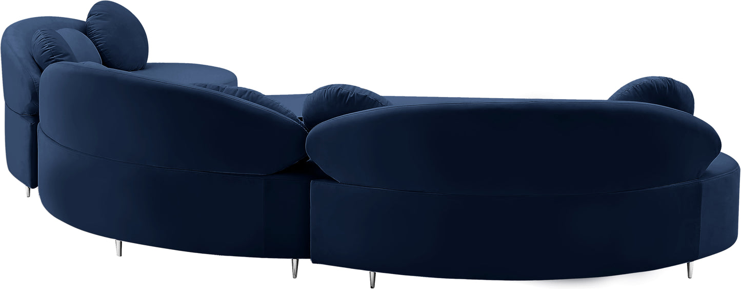 carlyle navy velvet 3pc. sectional (3 boxes) sectional