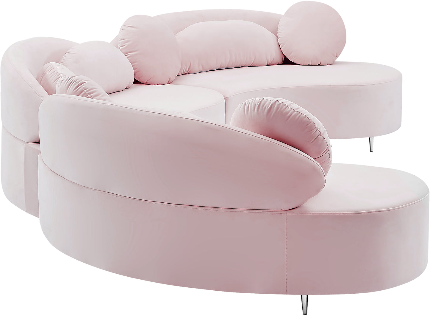 carlyle pink velvet 3pc. sectional (3 boxes) sectional