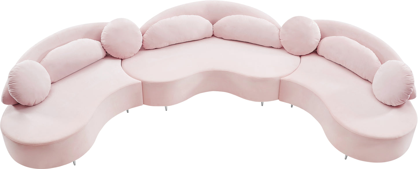 carlyle pink velvet 3pc. sectional (3 boxes) sectional