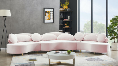 Carlyle Pink Velvet 3pc. Sectional (3 Boxes) Sectional