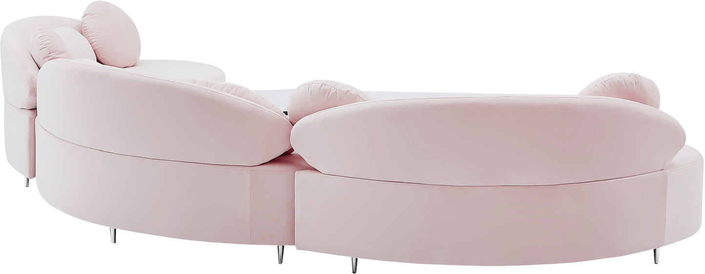 carlyle pink velvet 3pc. sectional (3 boxes) sectional