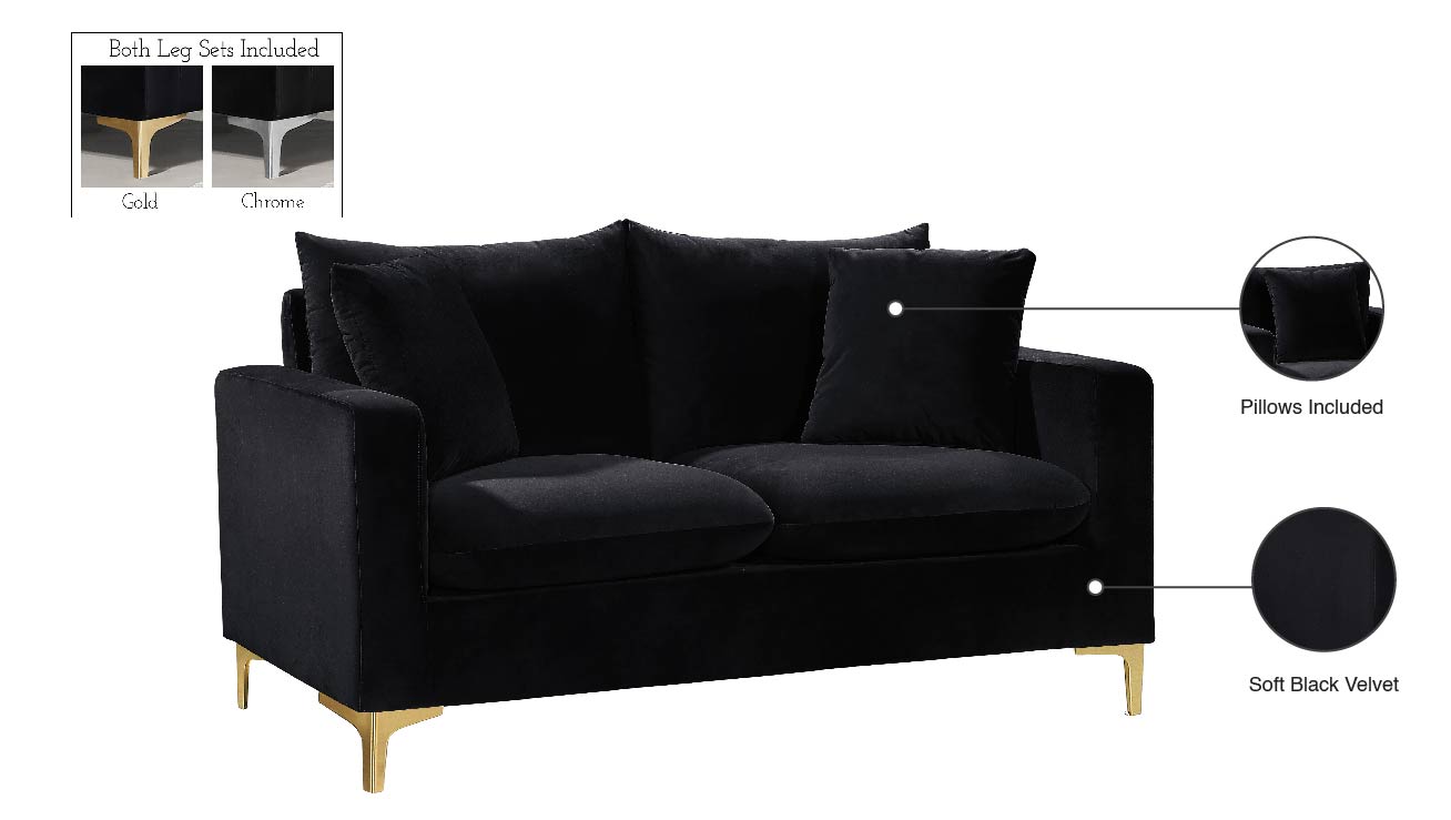 barrel black velvet loveseat l