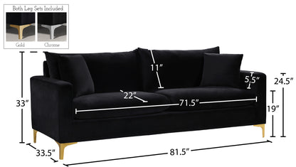 Barrel Black Velvet Sofa S