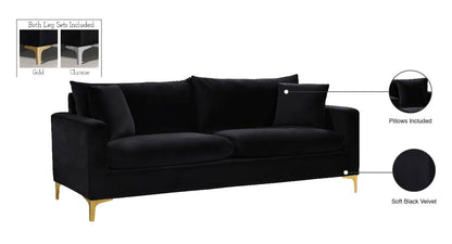 Barrel Black Velvet Sofa S
