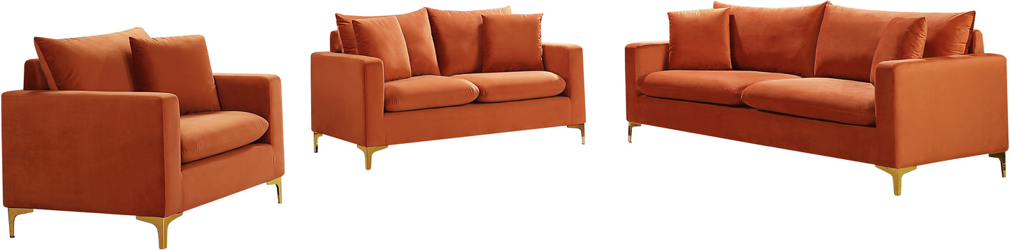 barrel cognac velvet loveseat l