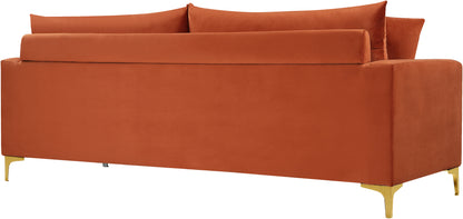 Barrel Cognac Velvet Loveseat L