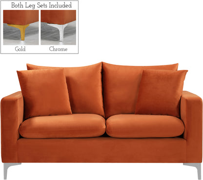 Barrel Cognac Velvet Loveseat L