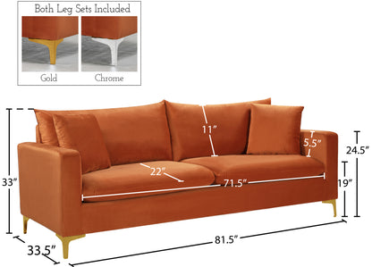 Barrel Cognac Velvet Sofa S