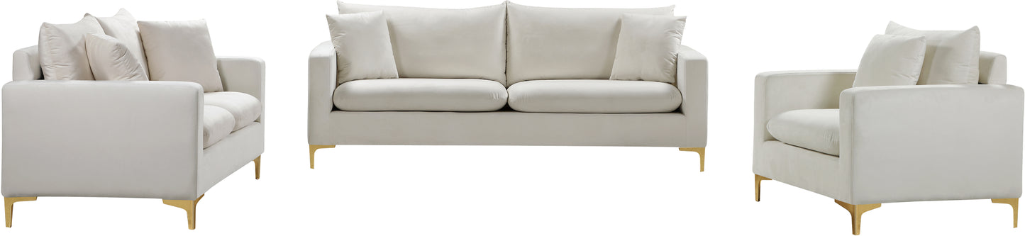 barrel cream velvet loveseat l