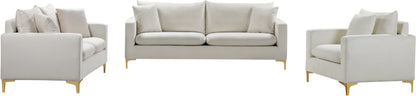 Barrel Cream Velvet Loveseat L