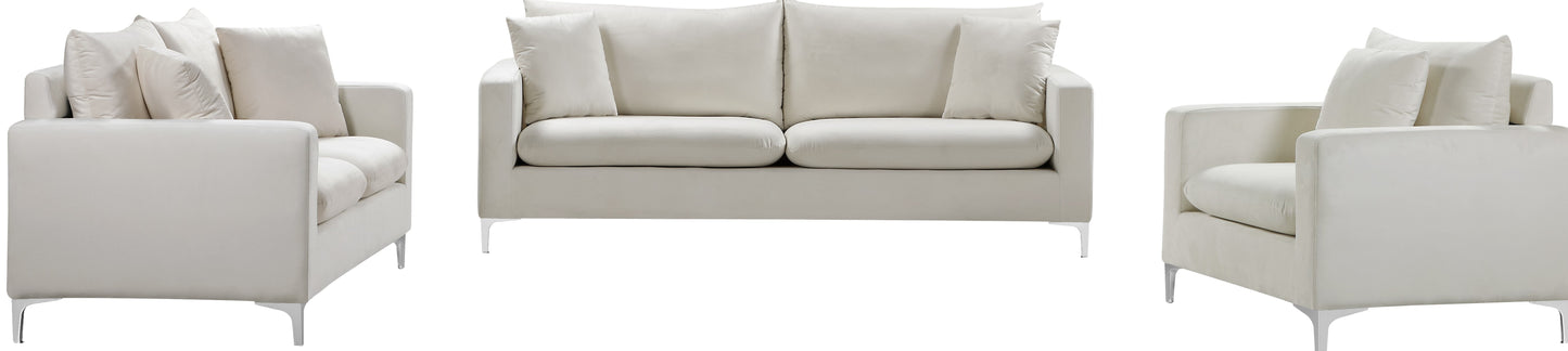 barrel cream velvet loveseat l