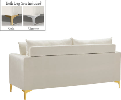 Barrel Cream Velvet Loveseat L