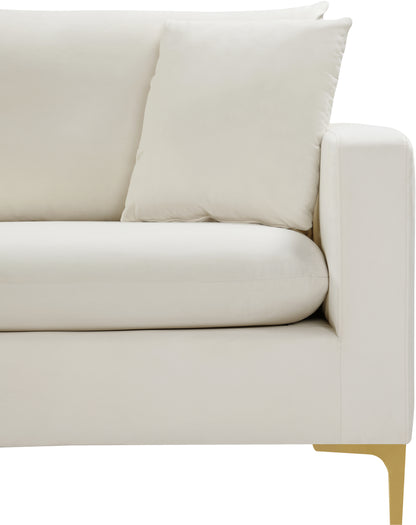 Barrel Cream Velvet Loveseat L