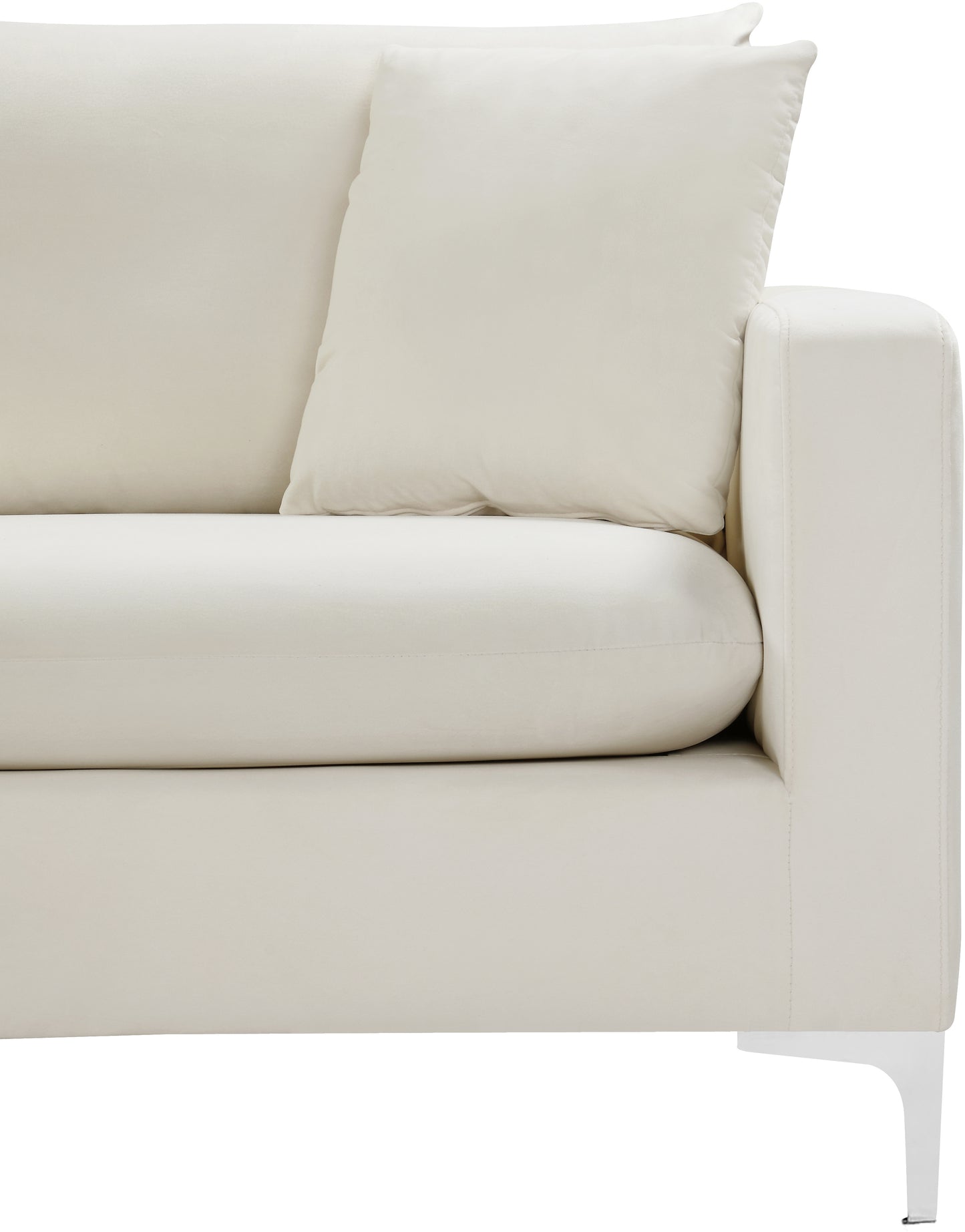 barrel cream velvet loveseat l