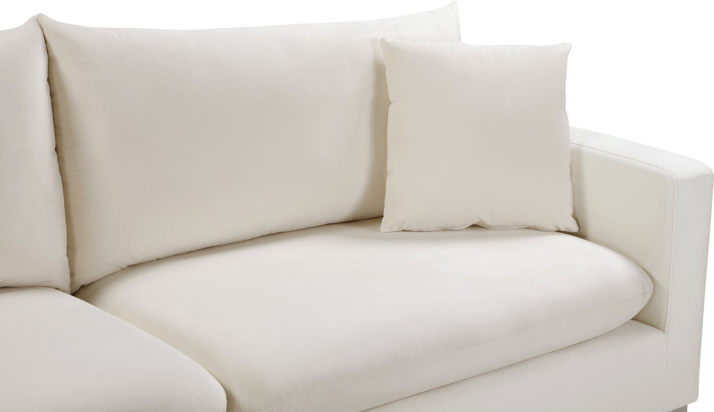 barrel cream velvet loveseat l