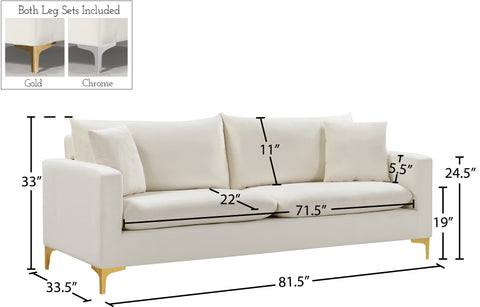 Barrel Cream Velvet Sofa S