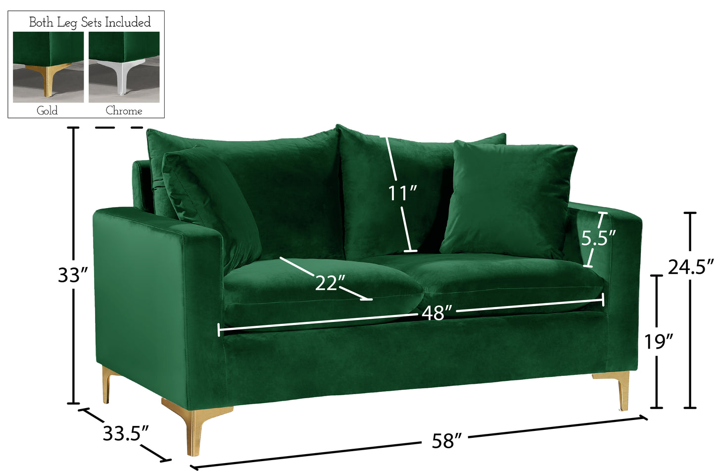 barrel green velvet loveseat l